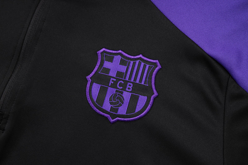 25/26 Conjunto Treino Barcelona - Frio Zíper Curto - Preto