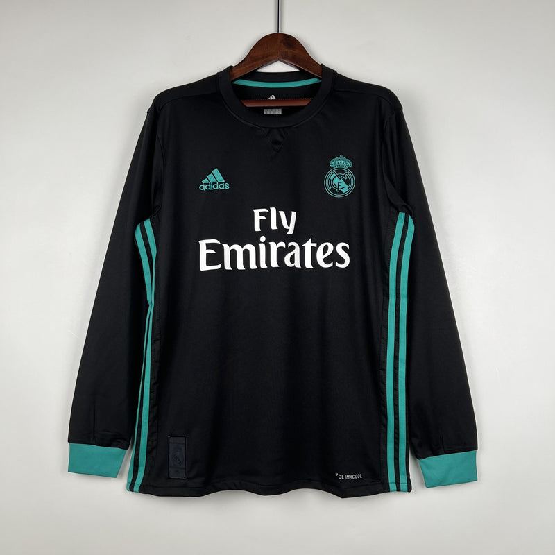 Camisa Retrô Real Madrid 2017/2018 II Away - Preta - Manga Longa Adidas