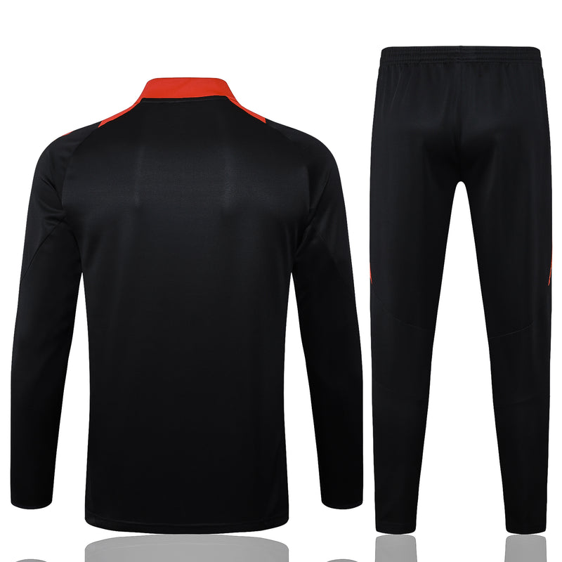 25/26 Conjunto Treino Internacional - Frio Zíper Curto - Preto