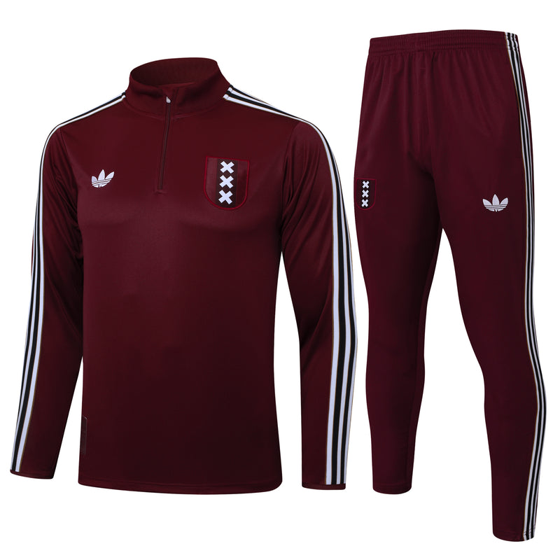 25/26 Conjunto Treino Ajax Originals - Frio Zíper Curto - Vinho