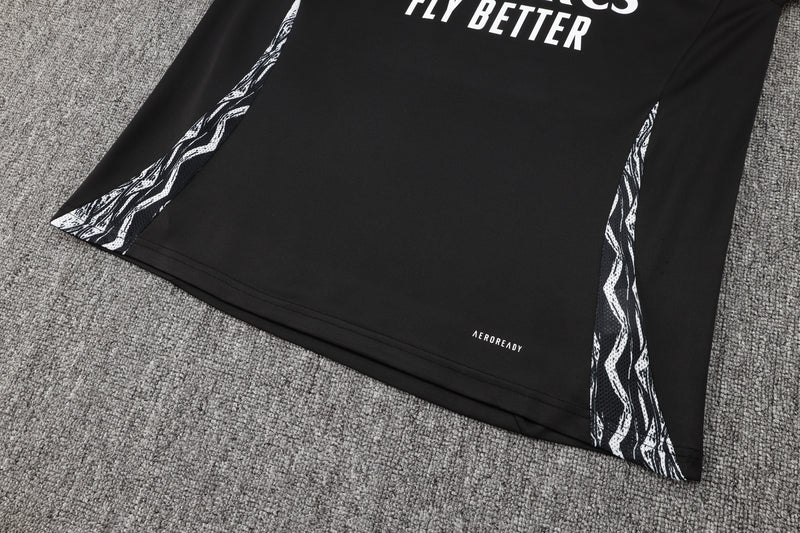 24/25 Conjunto Treino Arsenal - Zíper Curto - Preto