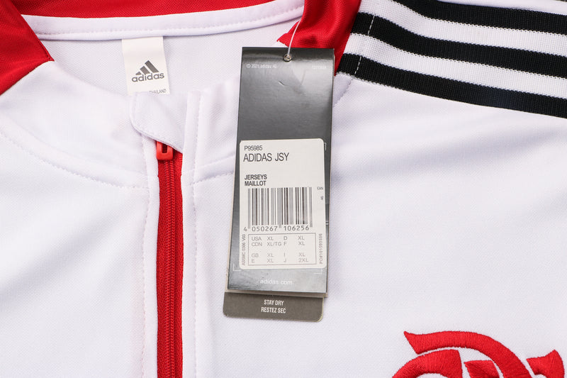 21/22 Conjunto Treino Flamengo - Frio Zíper Curto - Branco