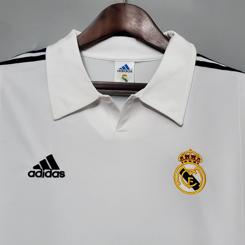 Camisa Retrô Real Madrid 2002 I Home - Manga Longa Adidas