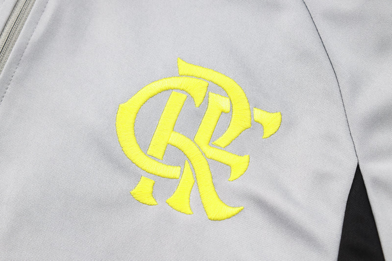 24/25 Conjunto Treino Flamengo - Frio Zíper Curto - Cinza e Verde