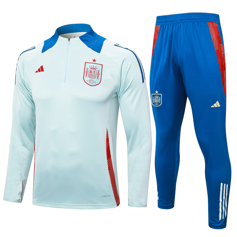 24/25 Conjunto Treino Espanha - Frio Zíper Curto - Azul Claro