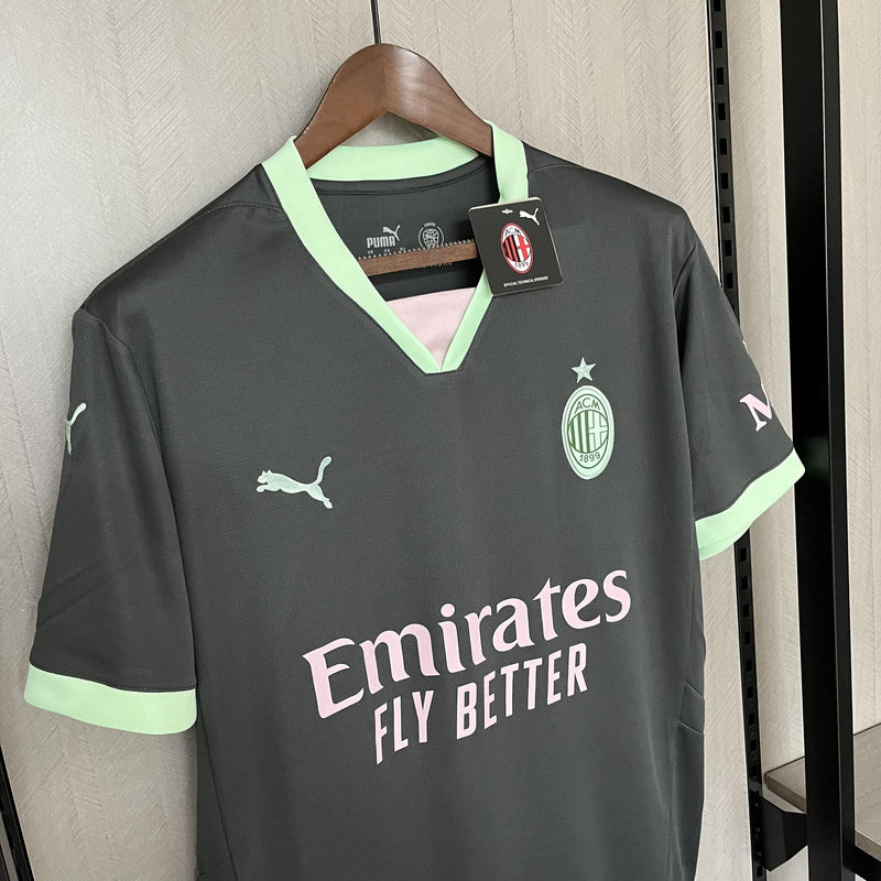 Camisa Milan 2024/25 III Third - Torcedor - Cinza e Verde