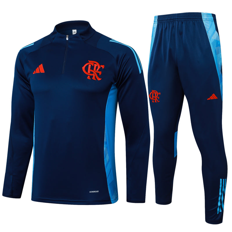 25/26 Conjunto Treino Flamengo - Frio Zíper Curto - Azul Escuro