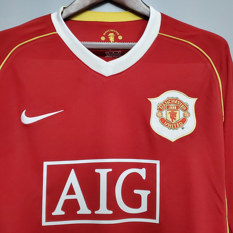 Camisa Retrô Manchester United 2006/2007 I Home - Manga Longa Nike