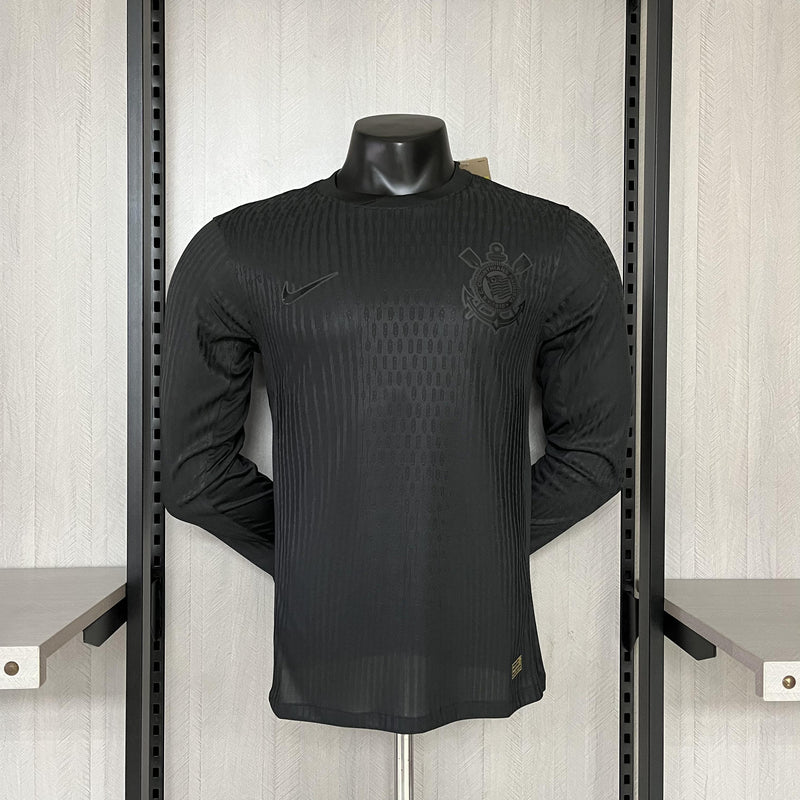 Camisa Corinthians 2024/25 All Black II Away - Jogador Manga Longa - Preta