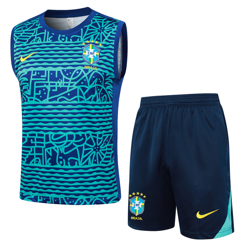 24/25 Conjunto Treino Brasil - Regata - Azul Colorido