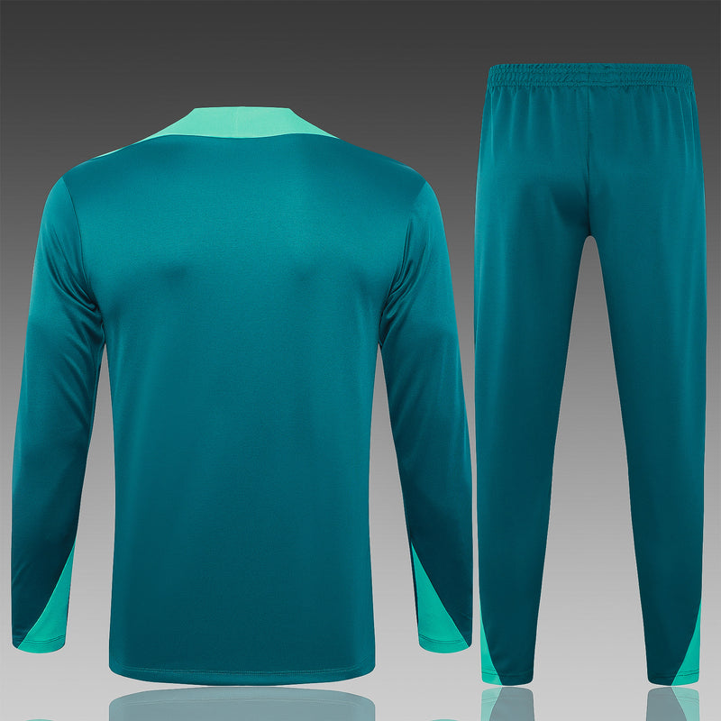 24/25 Conjunto Treino Portugal - Frio Zíper Curto - Verde Escuro