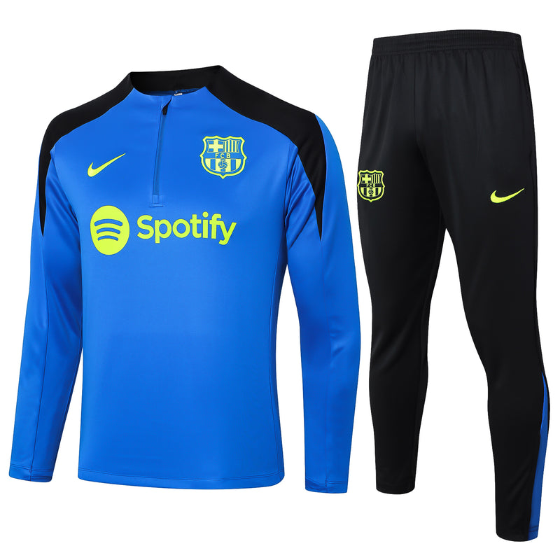 24/25 Conjunto Treino Barcelona - Frio Zíper Curto - Azul