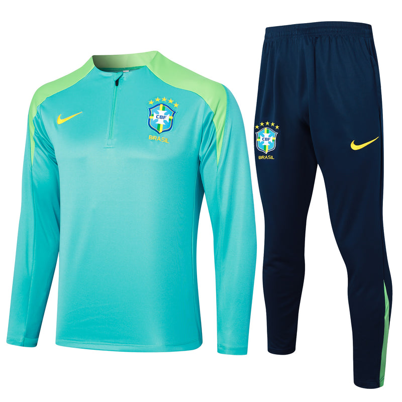 24/25 Conjunto Treino Brasil - Frio Zíper Curto - Verde Claro
