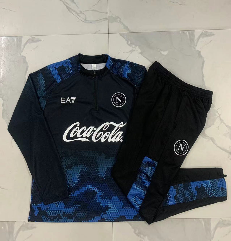 24/25 Conjunto Treino Napoli - Zíper Curto - Preto