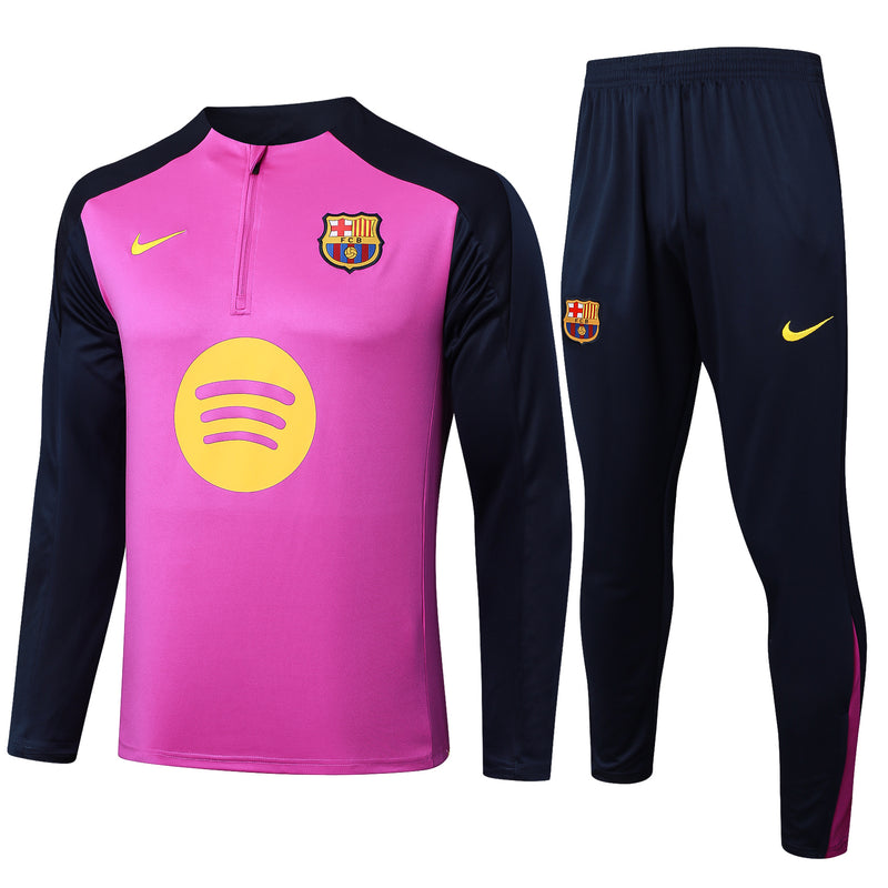 25/26 Conjunto Treino Barcelona - Frio Zíper Curto - Rosa