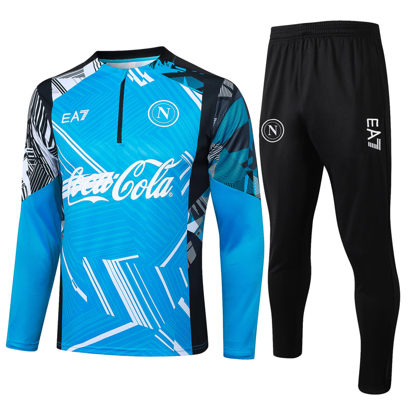 24/25 Conjunto Treino Napoli - Zíper Curto - Azul