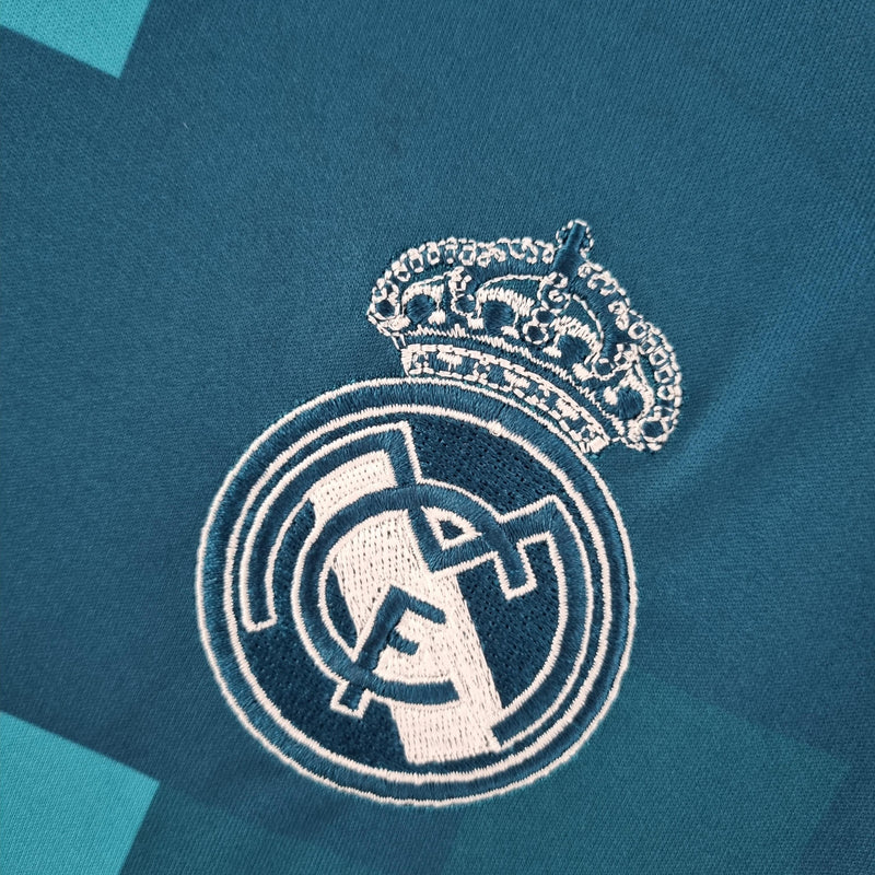 Camisa Retrô Real Madrid 2017/2018 III Third Azul Gol Bicicleta CR7 - Manga Longa Adidas