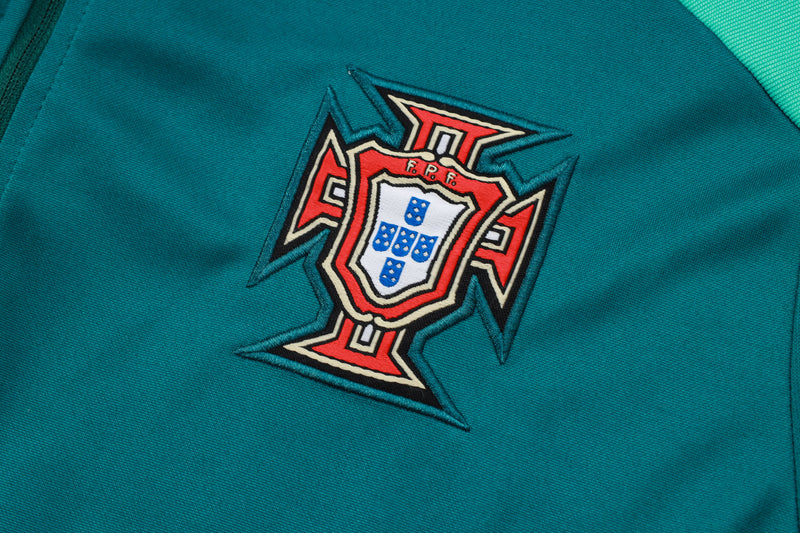 24/25 Conjunto Treino Portugal - Frio Zíper Curto - Verde Escuro