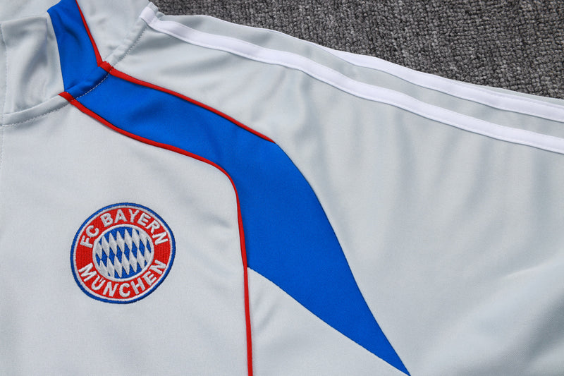 25/26 Conjunto Treino Bayern de Munique - Frio Zíper Curto - Cinza