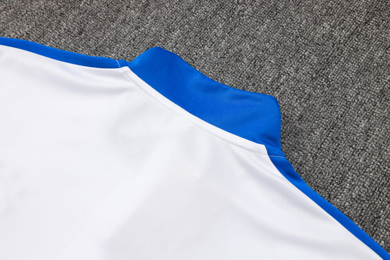 24/25 Conjunto Treino Brasil - Zíper Curto - Branco com Azul