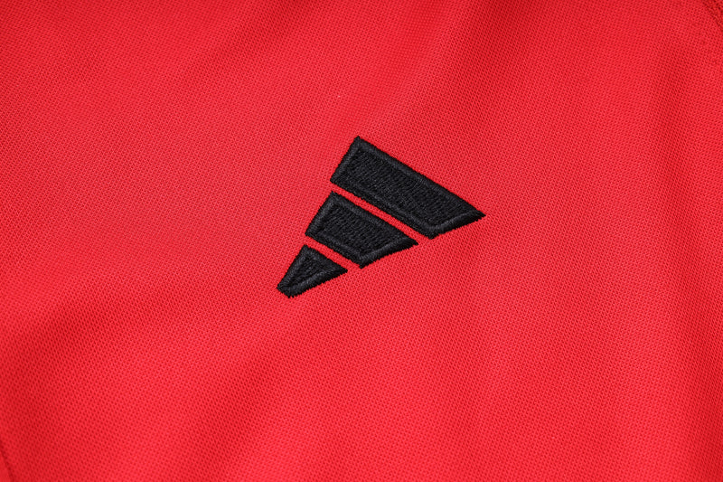 23/24 Conjunto Treino Flamengo - Frio Zíper Curto - Todo Vermelho