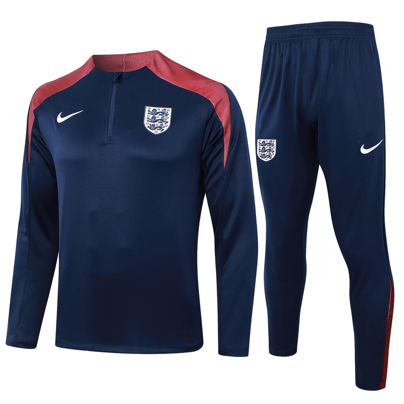 24/25 Conjunto Treino Inglaterra - Frio Zíper Curto - Azul Escuro