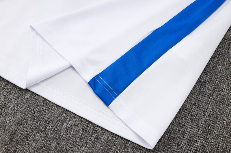 24/25 Conjunto Treino Brasil - Zíper Curto - Branco com Azul