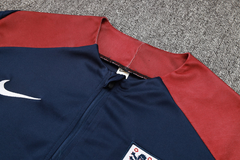 24/25 Conjunto Treino Inglaterra - Frio Zíper Curto - Azul Escuro