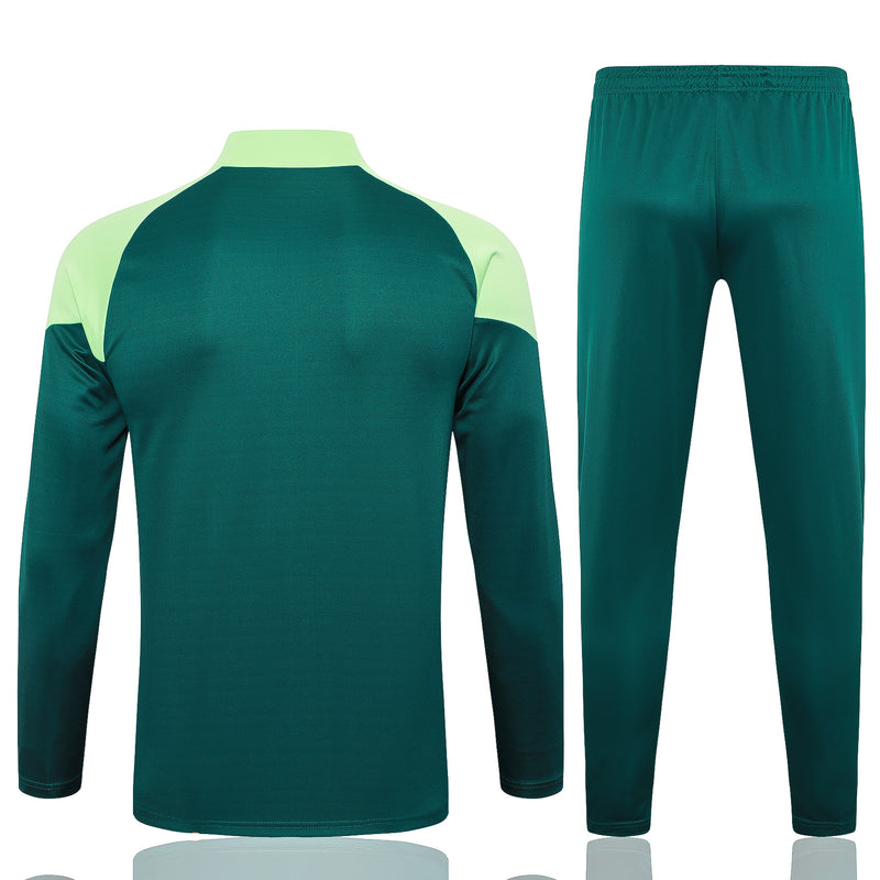 24/25 Conjunto Treino Palmeiras - Frio Zíper Curto - Verde Escuro