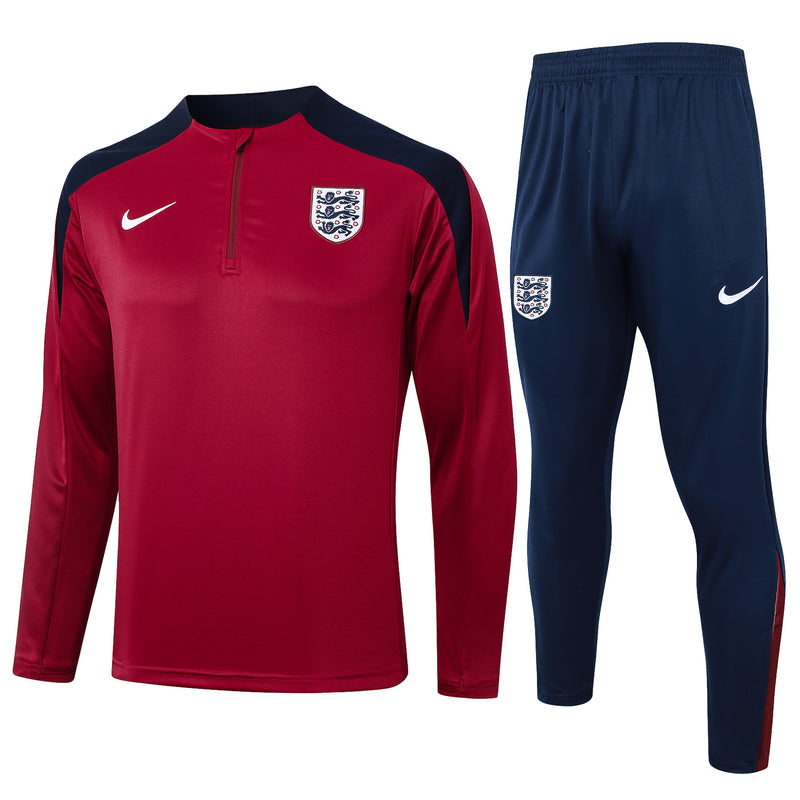 24/25 Conjunto Treino Inglaterra - Frio Zíper Curto - Vinho