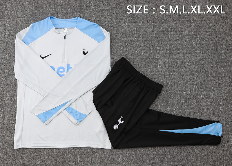 24/25 Conjunto Treino Tottenham - Frio Zíper Curto - Branco