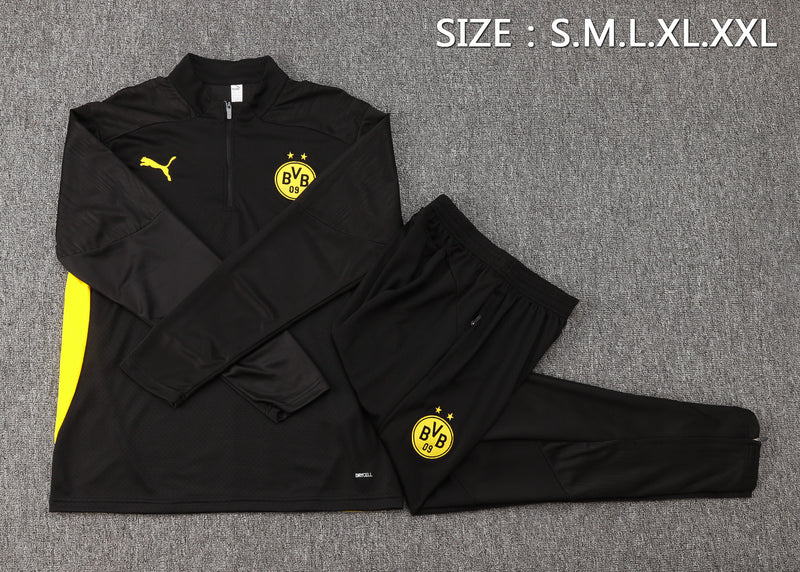 24/25 Conjunto Treino Borussia Dortmund - Zíper Curto - Preto