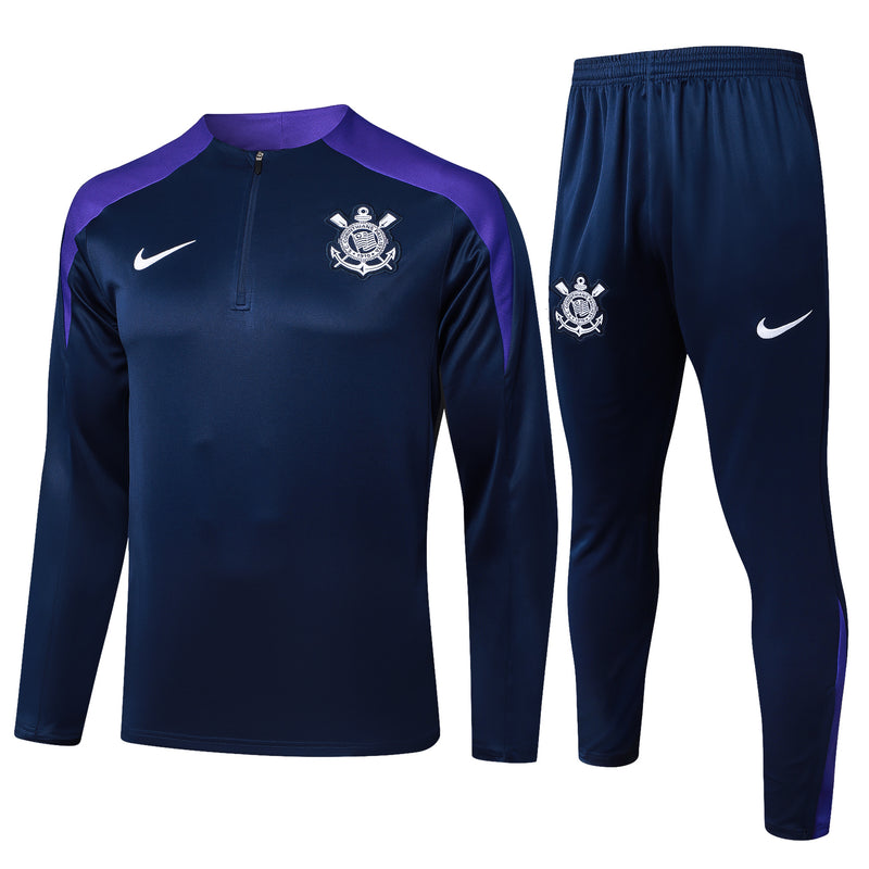25/26 Conjunto Treino Corinthians - Frio Zíper Curto - Roxo Escuro