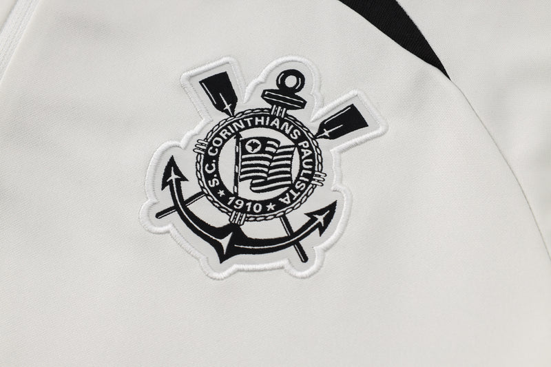 24/25 Conjunto Treino Corinthians - Frio Zíper Curto - Branco