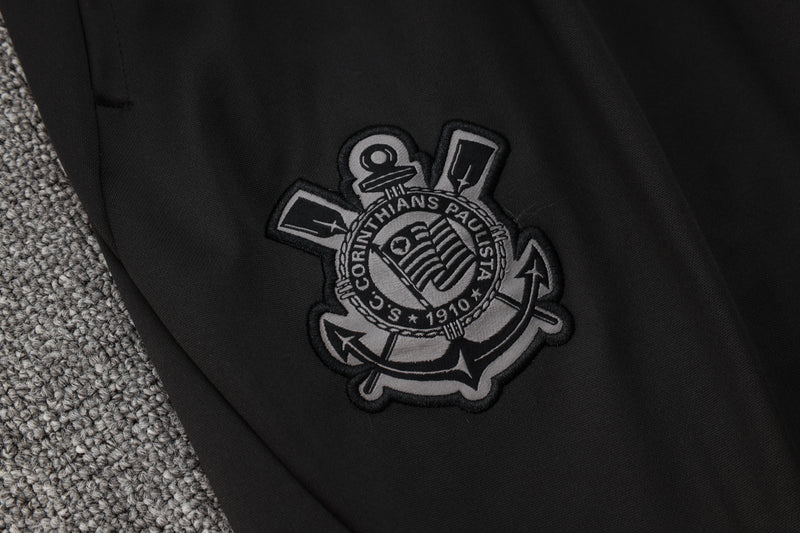 24/25 Conjunto Treino Corinthians - Frio Zíper Curto - Preto