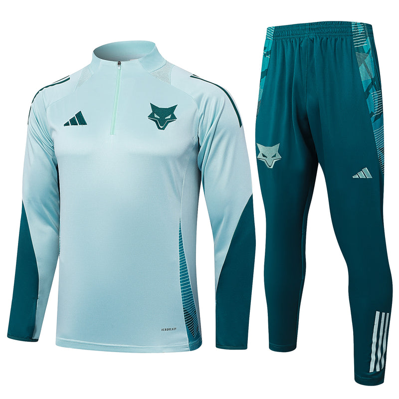 25/26 Conjunto Treino Cruzeiro- Frio Zíper Curto - Azul Claro