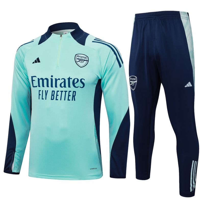 24/25 Conjunto Treino Arsenal - Frio Zíper Curto - Azul Claro