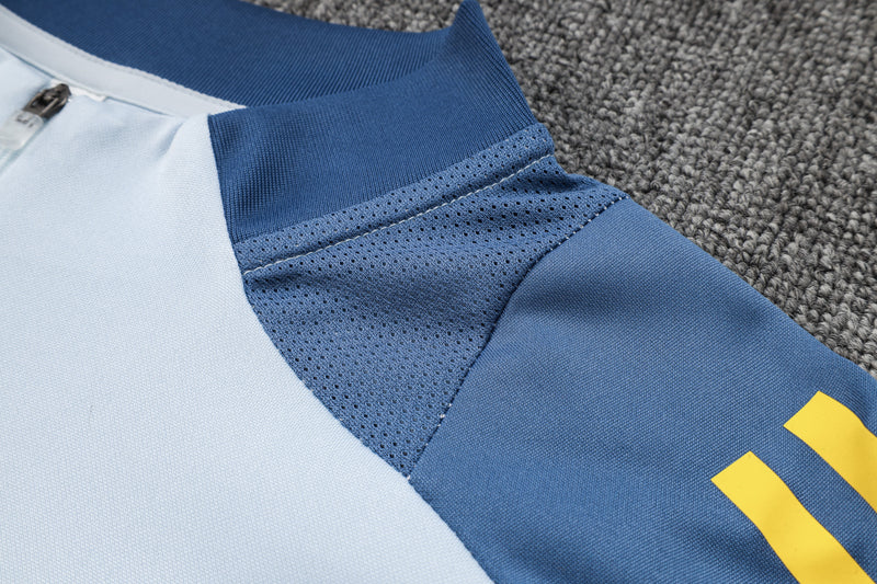 24/25 Conjunto Treino Boca Juniors - Frio Zíper Curto - Azul Claro