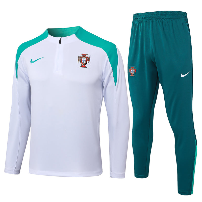 24/25 Conjunto Treino Portugal - Frio Zíper Curto - Branco