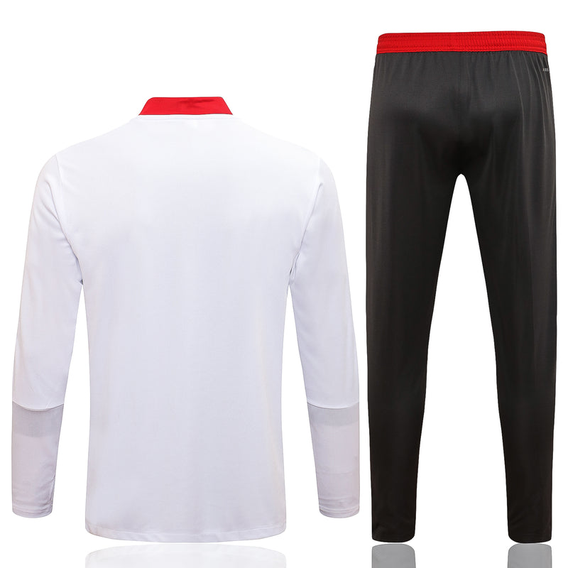 21/22 Conjunto Treino Flamengo - Frio Zíper Curto - Branco