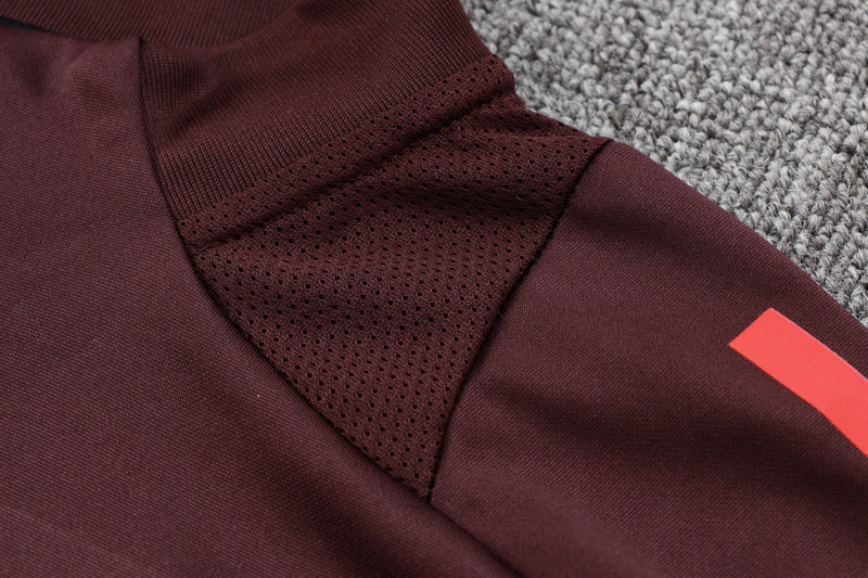 24/25 Conjunto Bayern de Munique - Frio Zíper Curto - Vermelho Escuro