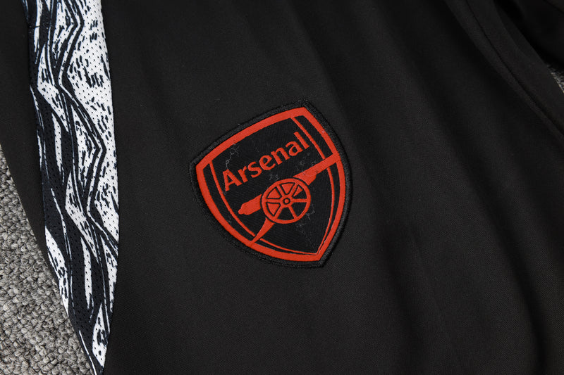24/25 Conjunto Treino Arsenal - Zíper Curto - Preto