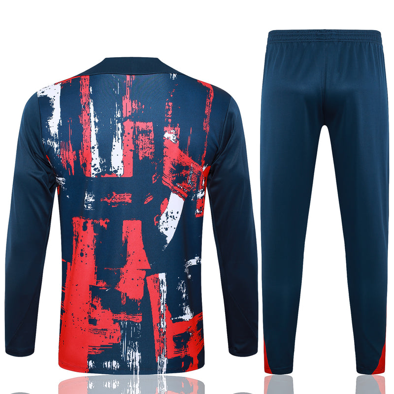 24/25 Conjunto PSG - Frio Zíper Curto - Azul Escuro