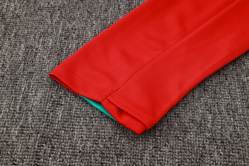 24/25 Conjunto Treino Portugal - Frio Zíper Curto - Vermelho