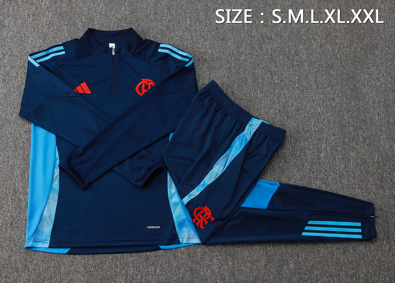 25/26 Conjunto Treino Flamengo - Frio Zíper Curto - Azul Escuro