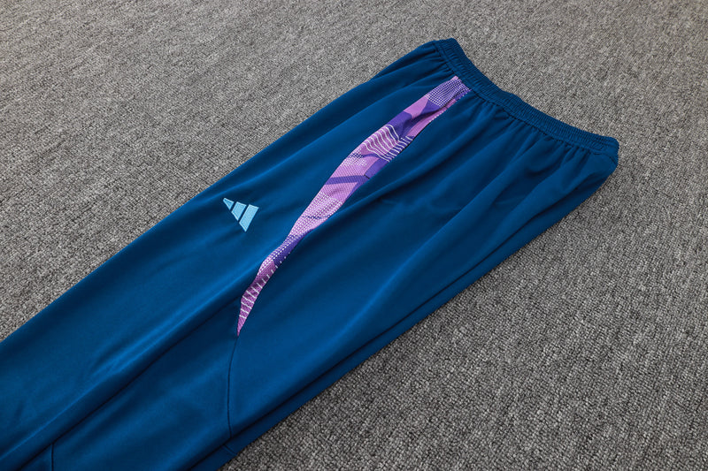 24/25 Conjunto Treino Argentina - Frio Zíper Curto - Azul e Roxo