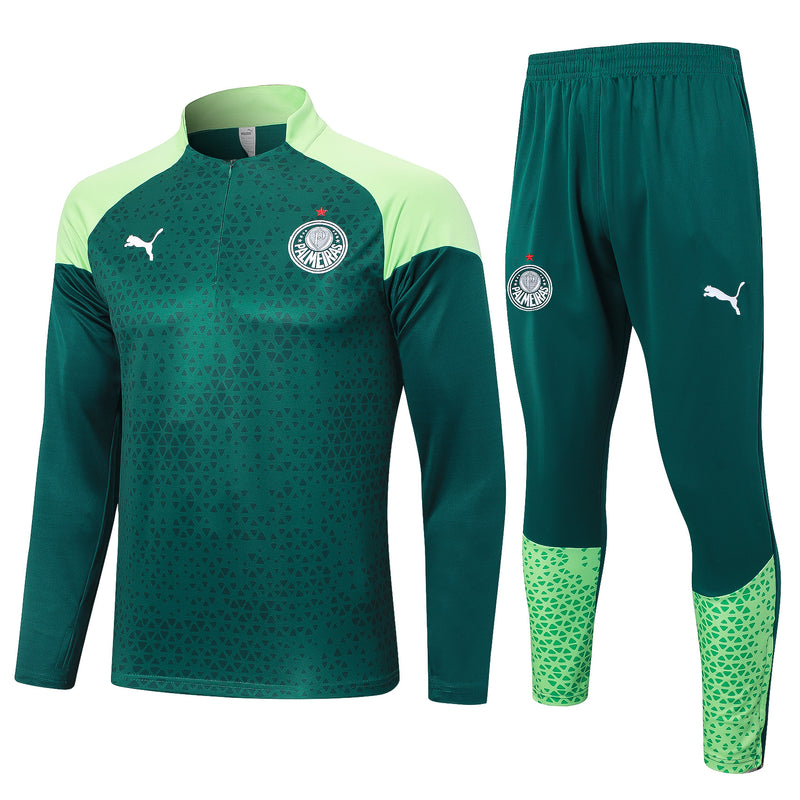 24/25 Conjunto Treino Palmeiras - Frio Zíper Curto - Verde Escuro