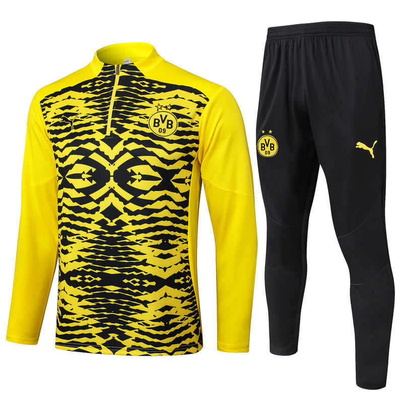24/25 Conjunto Treino Borussia Dortmund - Frio Zíper Curto - Amarelo