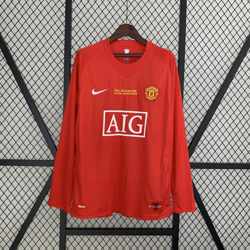 Camisa Retrô Manchester United 2007/2008 Final Champions League I Home - Manga Longa Nike