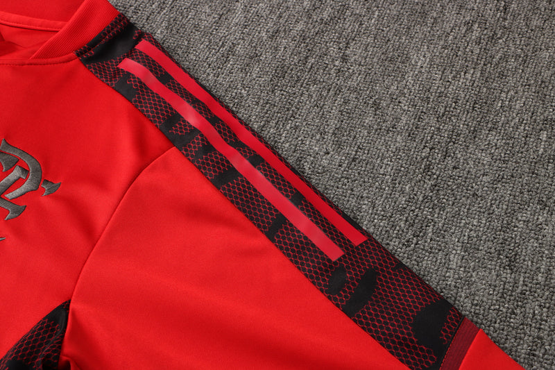 23/24 Conjunto Comissão Flamengo - Frio Zíper Curto - Vermelho